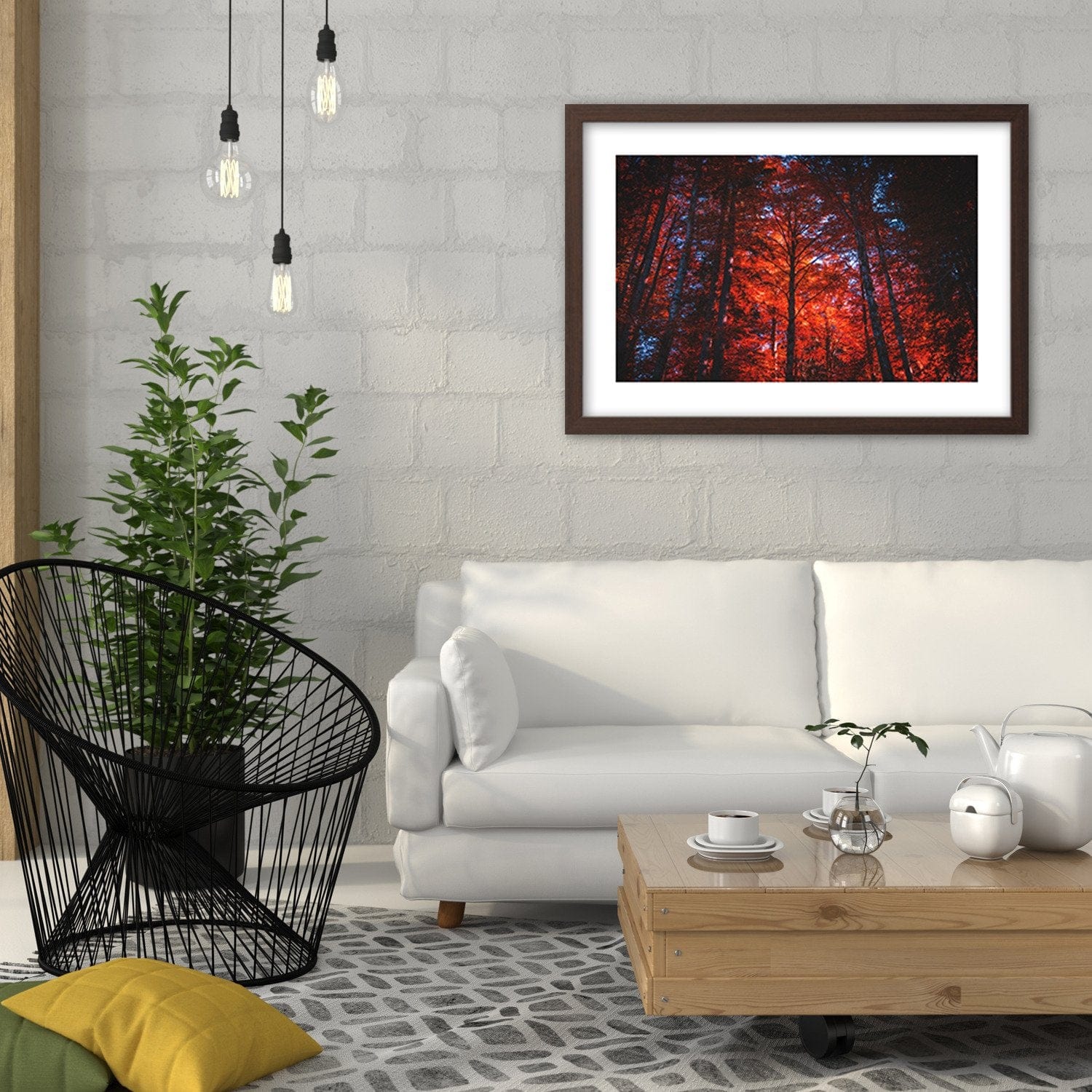 Glezna brūnā rāmī - Forest In The Light Of The Setting Sun Home Trends DECO