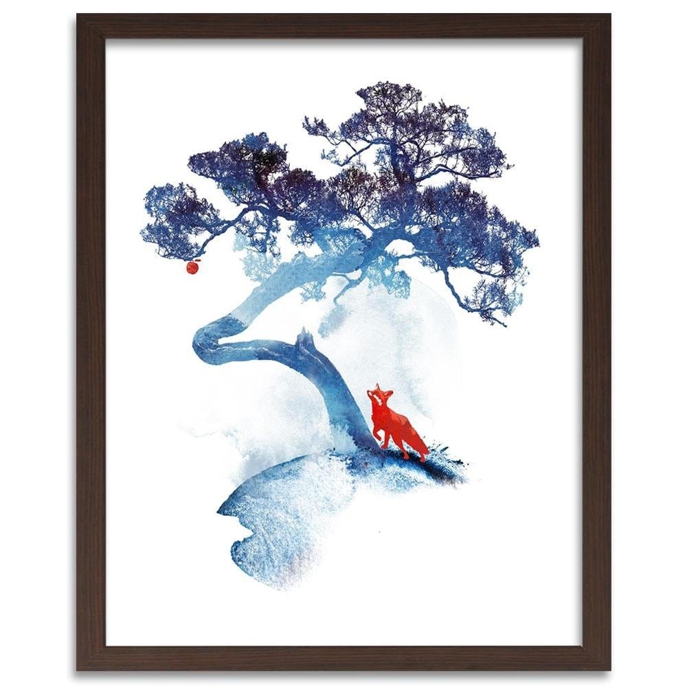 Glezna brūnā rāmī - Fox And An Apple Home Trends DECO