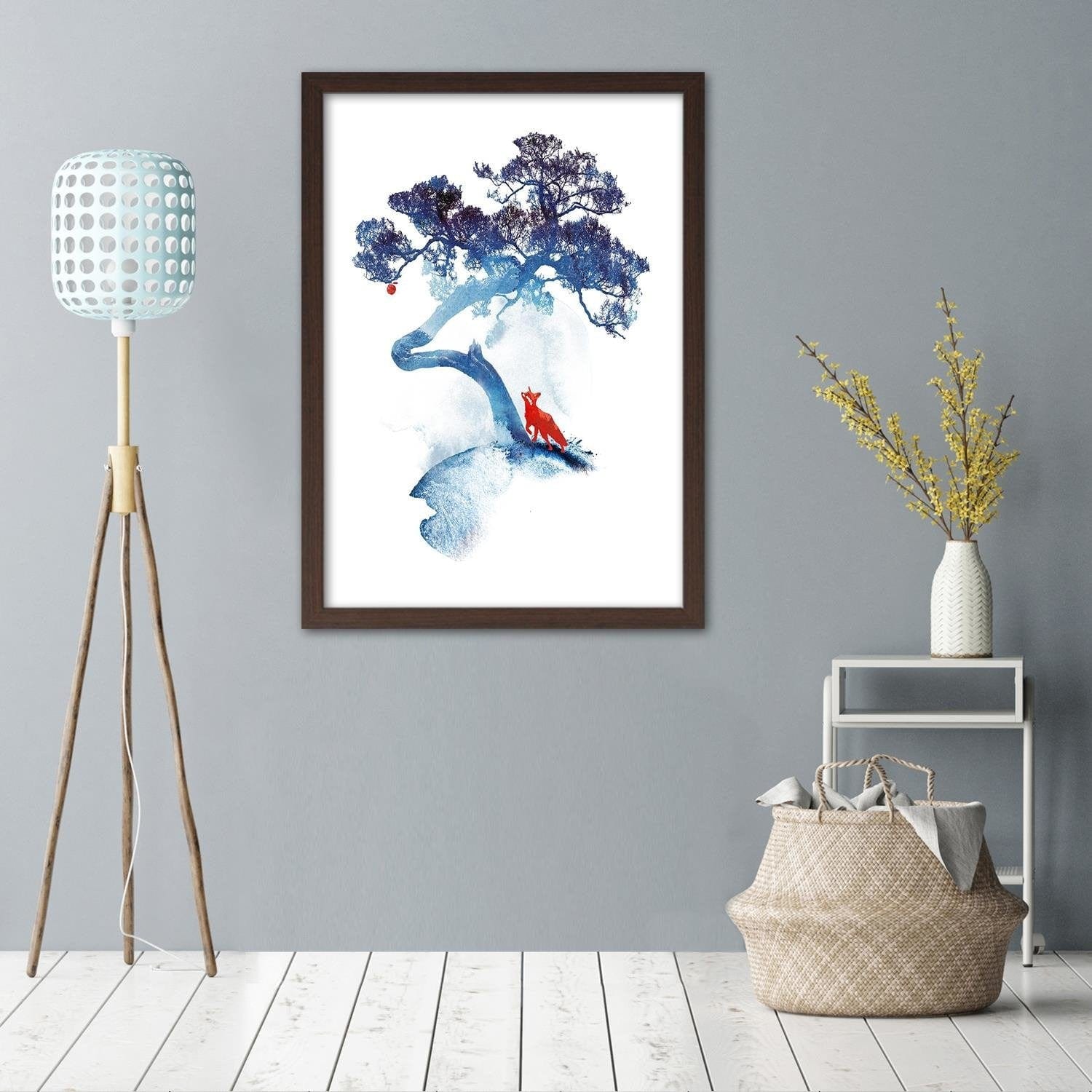 Glezna brūnā rāmī - Fox And An Apple Home Trends DECO