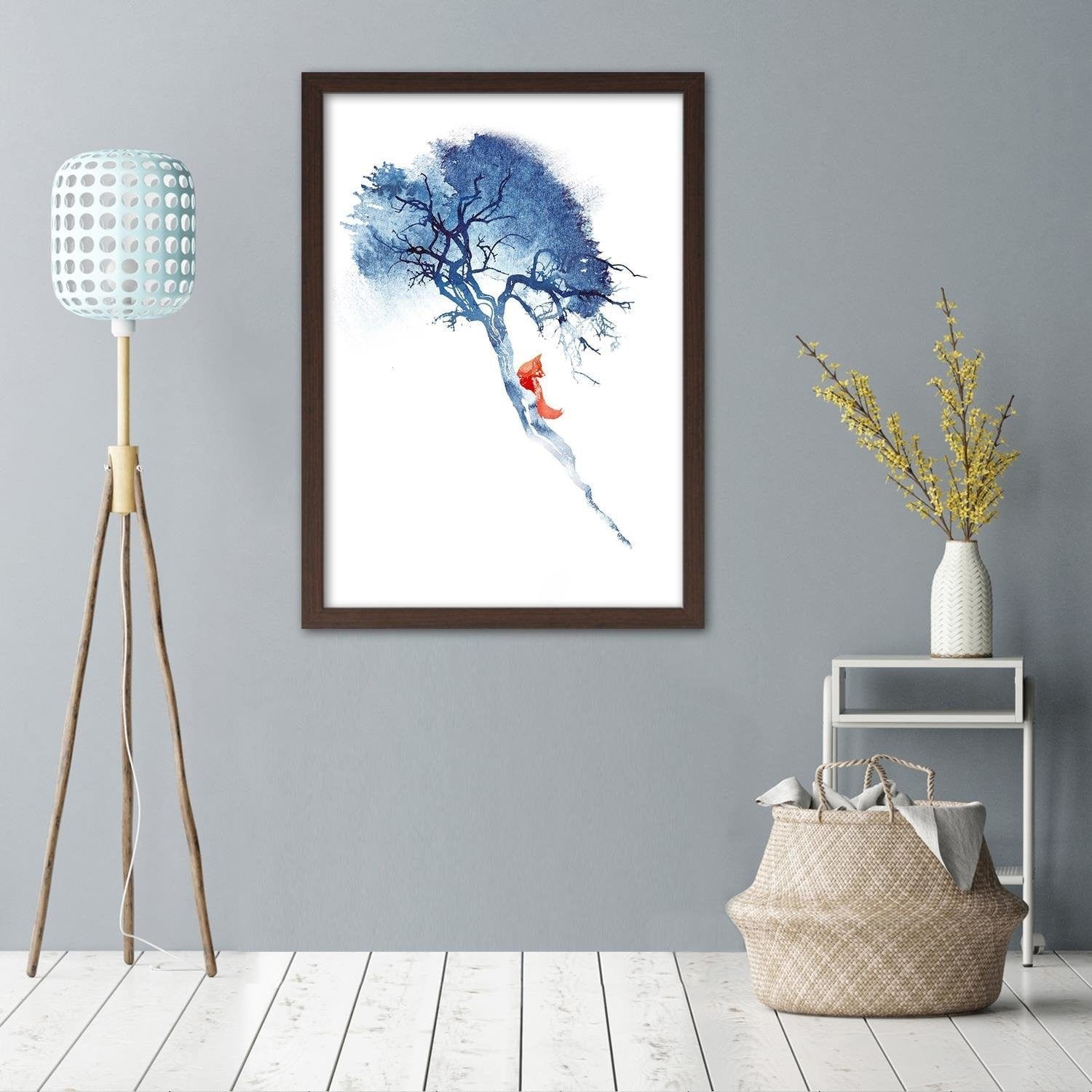 Glezna brūnā rāmī - Fox On The Tree Home Trends DECO