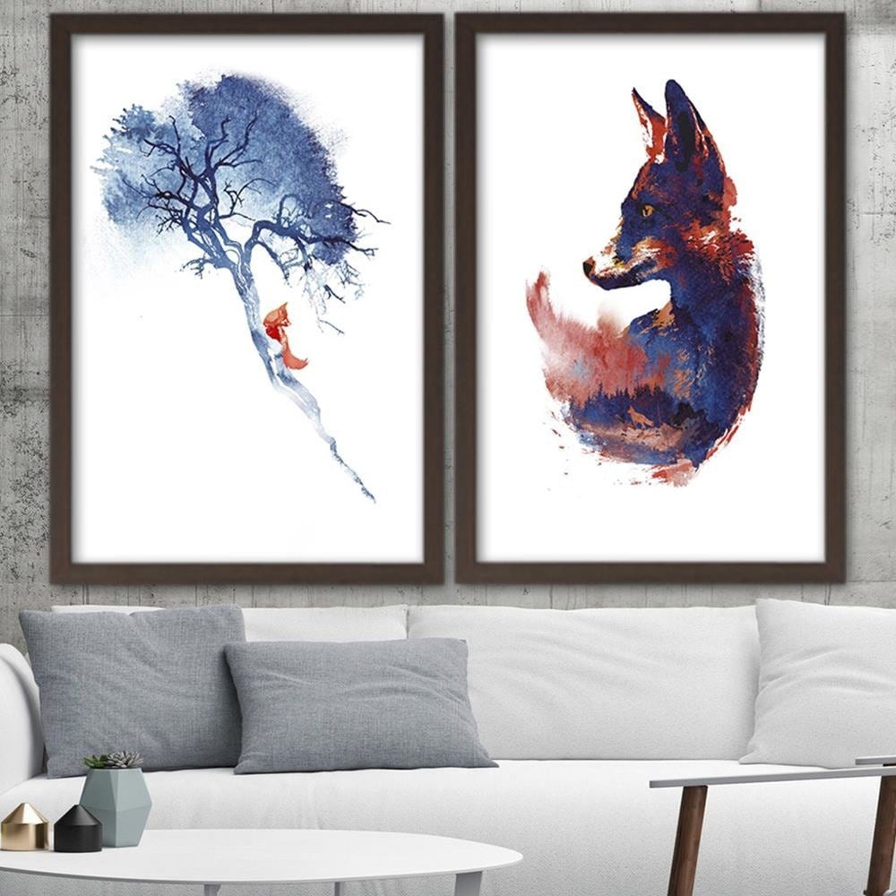 Glezna brūnā rāmī - Fox On The Tree Home Trends DECO