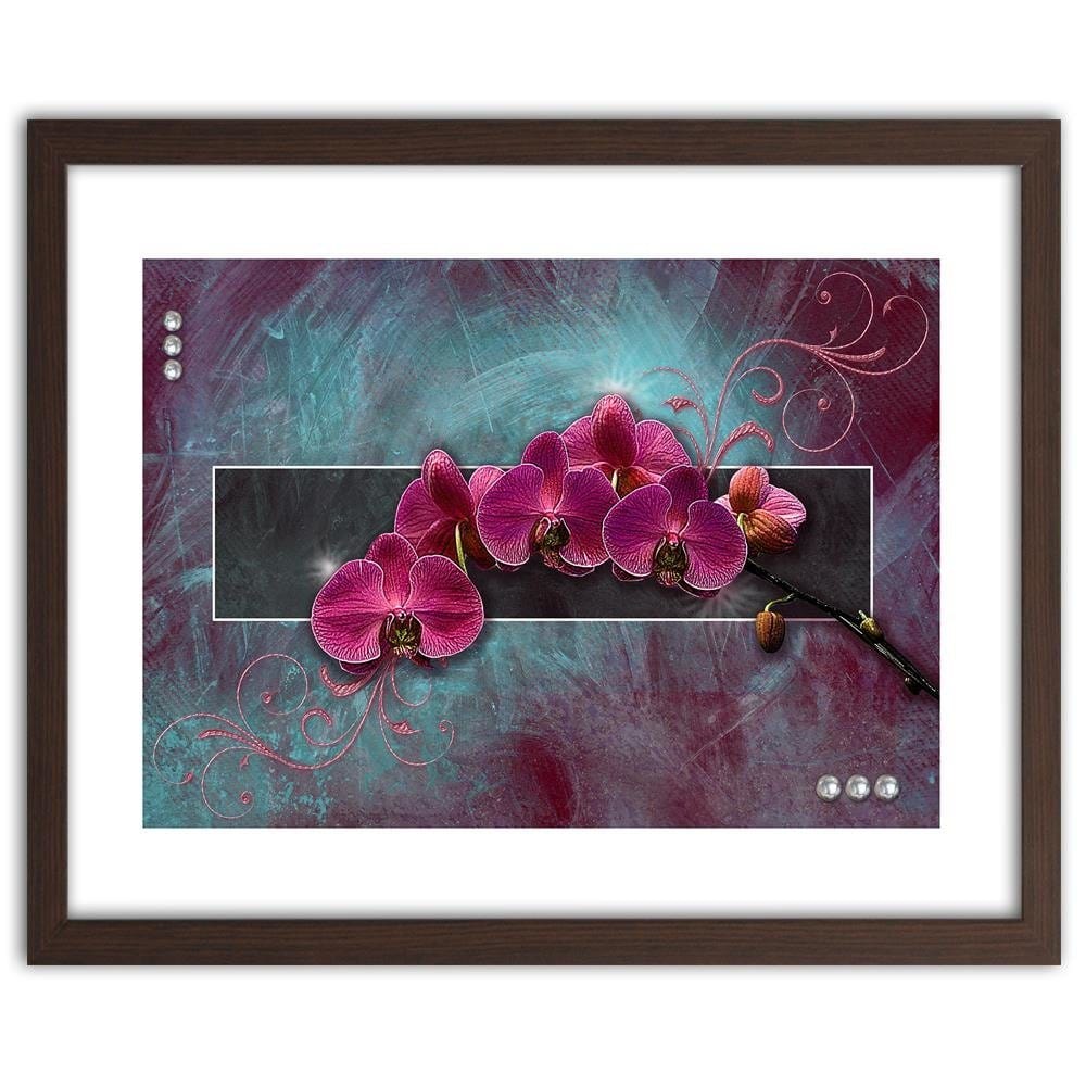 Glezna brūnā rāmī - Fuchsia Orchid Home Trends DECO