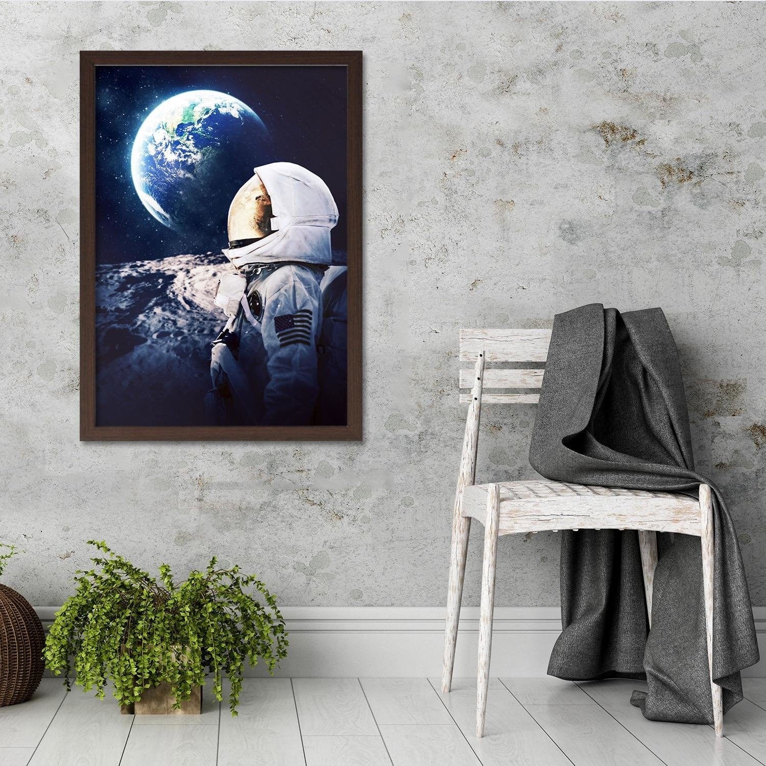 Glezna brūnā rāmī - Galaxy Art Print Blue Home Trends DECO