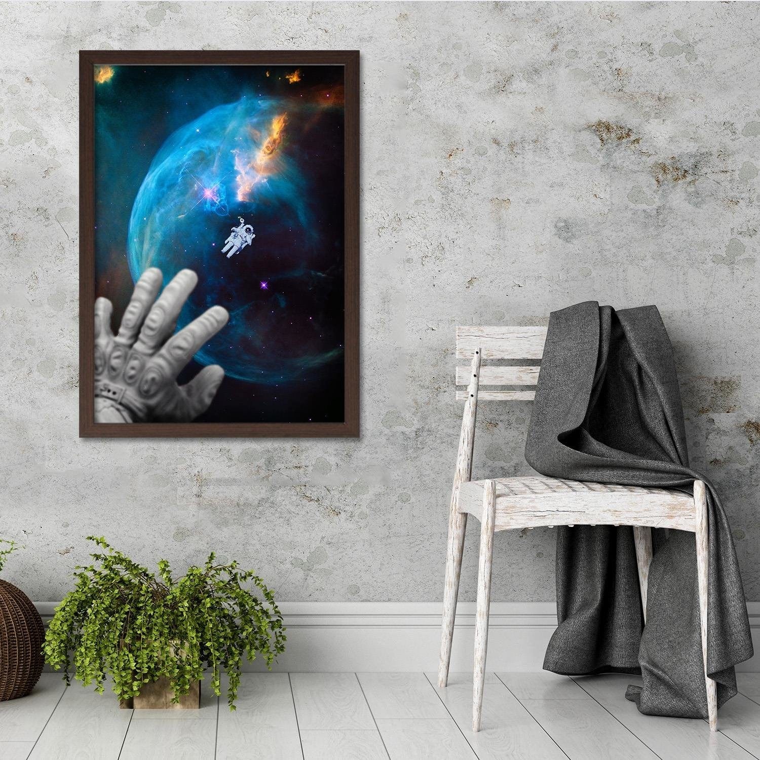 Glezna brūnā rāmī - Galaxy Artwork Blue Home Trends DECO