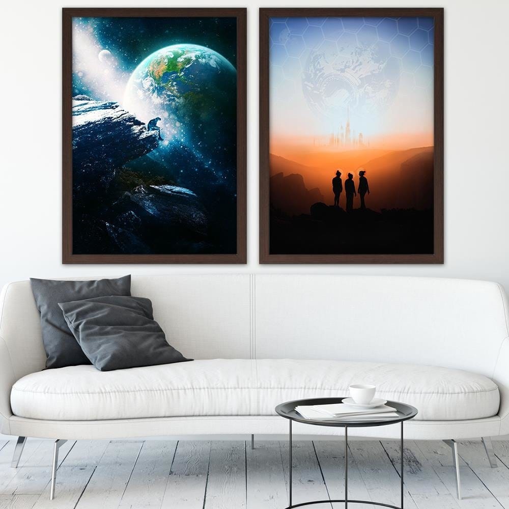 Glezna brūnā rāmī - Galaxy Painting Orange Home Trends DECO