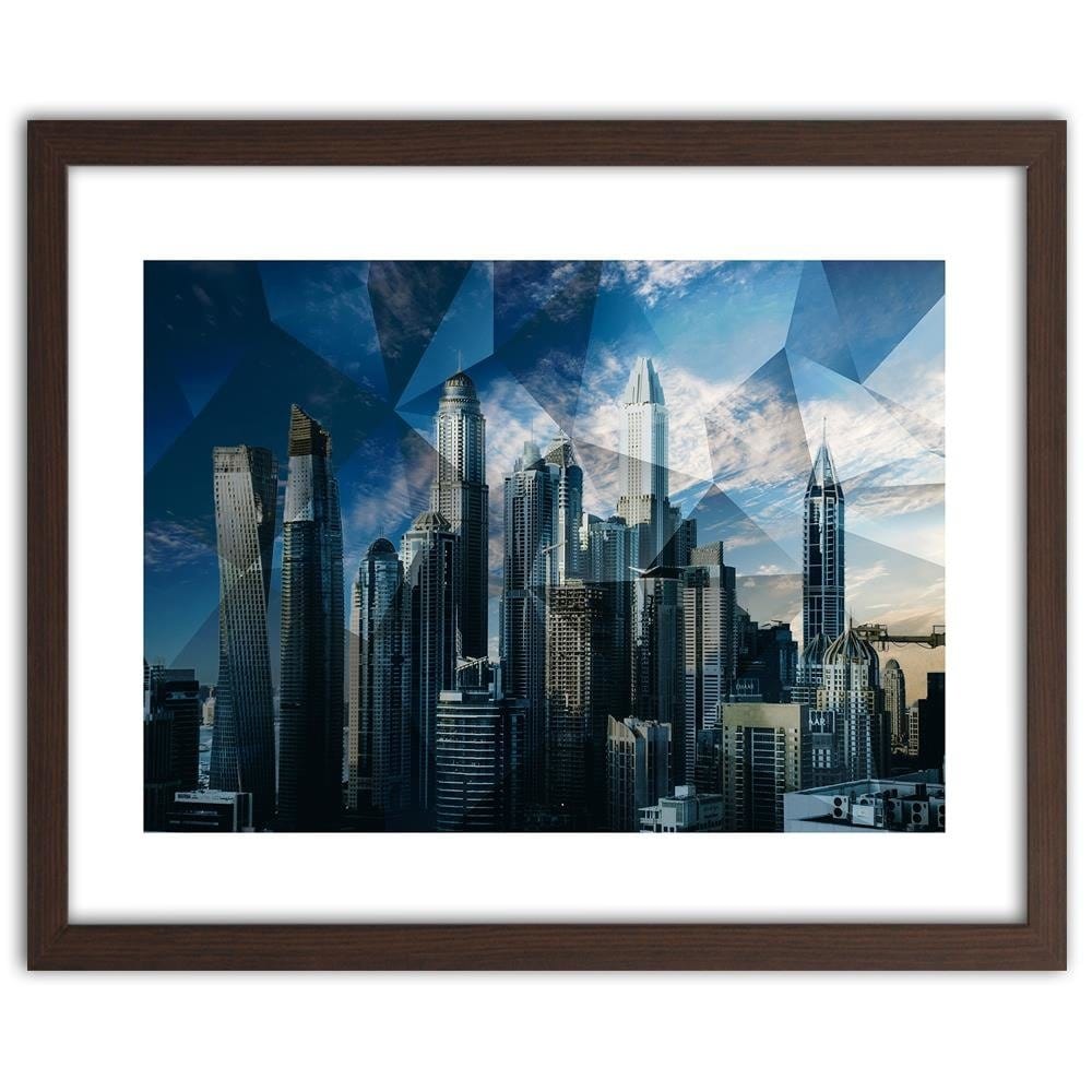 Glezna brūnā rāmī - Geometric City 1 Home Trends DECO