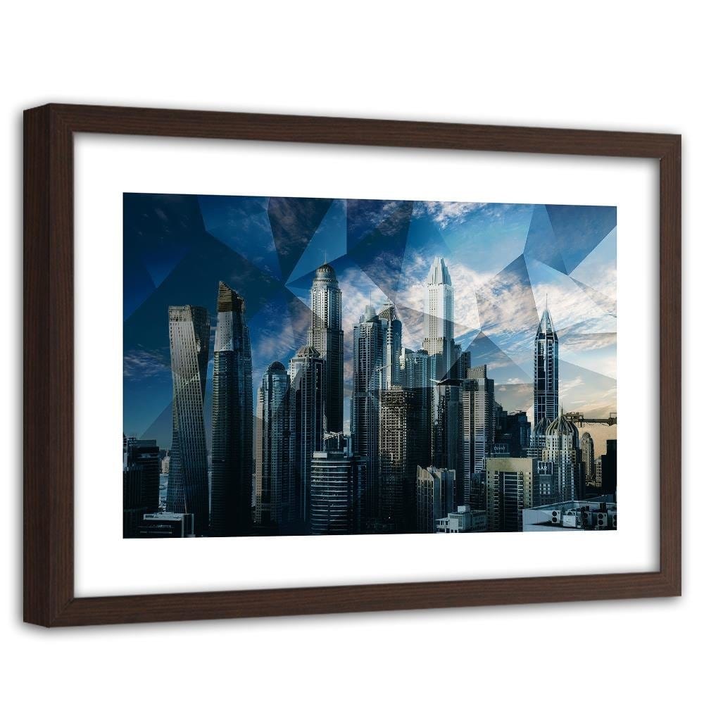 Glezna brūnā rāmī - Geometric City 1 Home Trends DECO