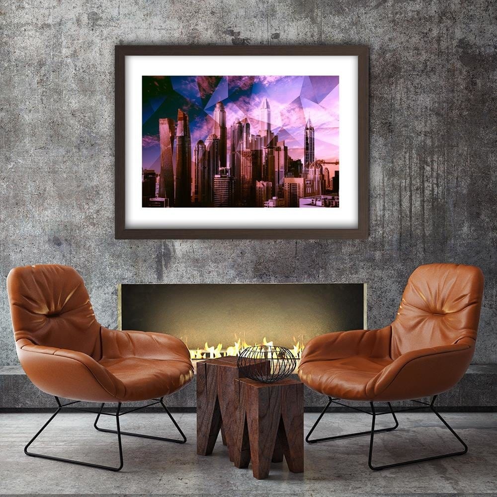 Glezna brūnā rāmī - Geometric City Home Trends DECO