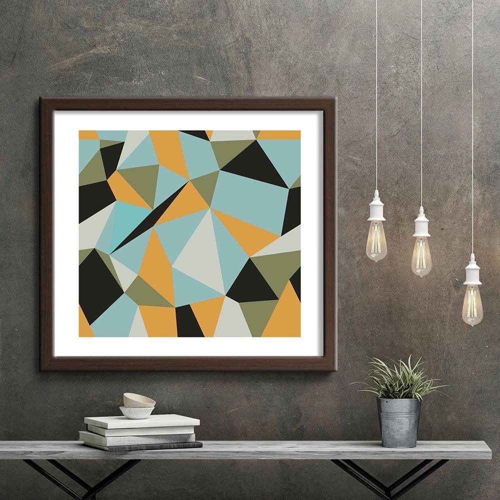 Glezna brūnā rāmī - Geometric Figures - Cubism 4 Home Trends DECO