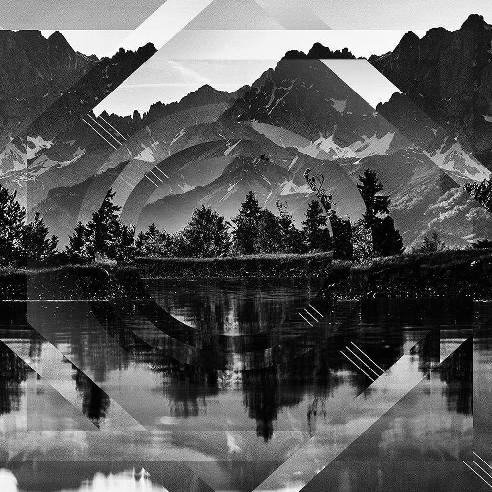 Glezna brūnā rāmī - Geometric Landscape With Figures Of 3 Home Trends DECO