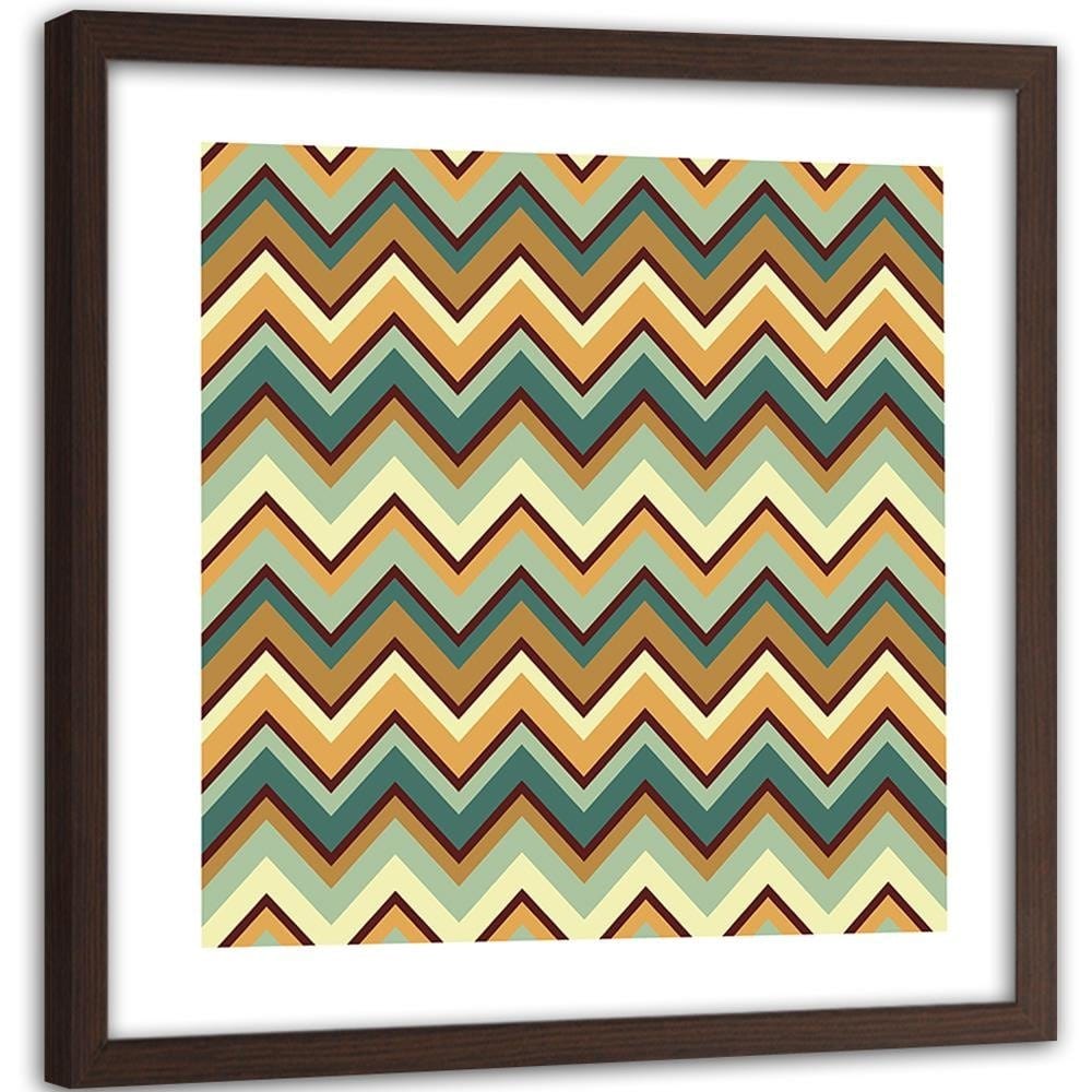 Glezna brūnā rāmī - Geometric Zigzag 1 Home Trends DECO