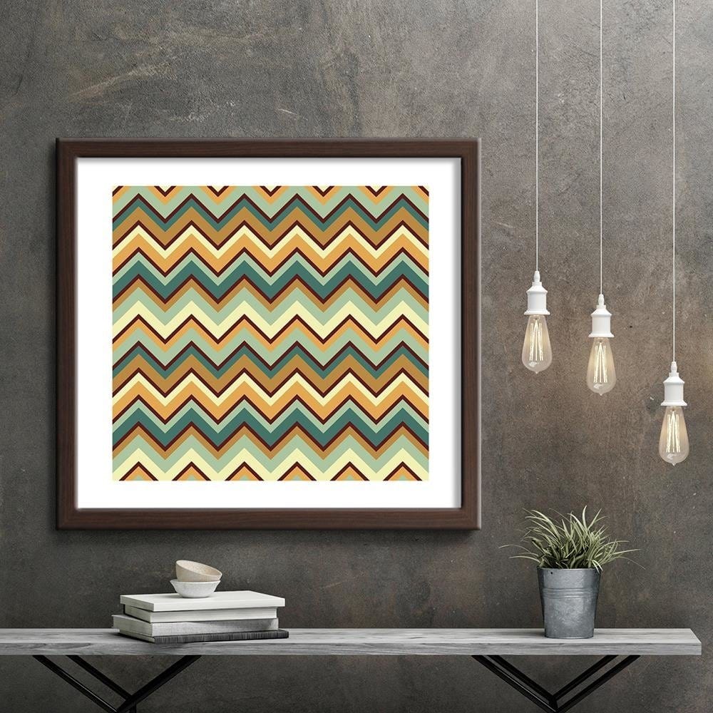 Glezna brūnā rāmī - Geometric Zigzag 1 Home Trends DECO