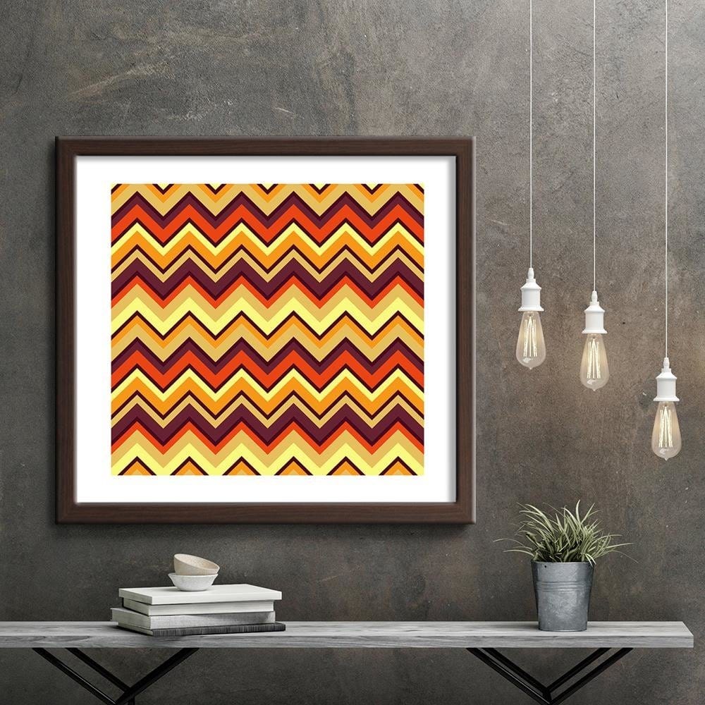 Glezna brūnā rāmī - Geometric Zigzag 2 Home Trends DECO
