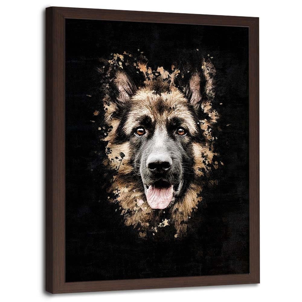 Glezna brūnā rāmī - German Shepherd Home Trends DECO
