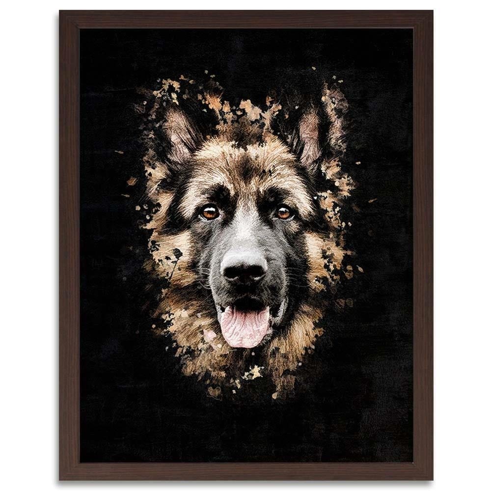 Glezna brūnā rāmī - German Shepherd Home Trends DECO