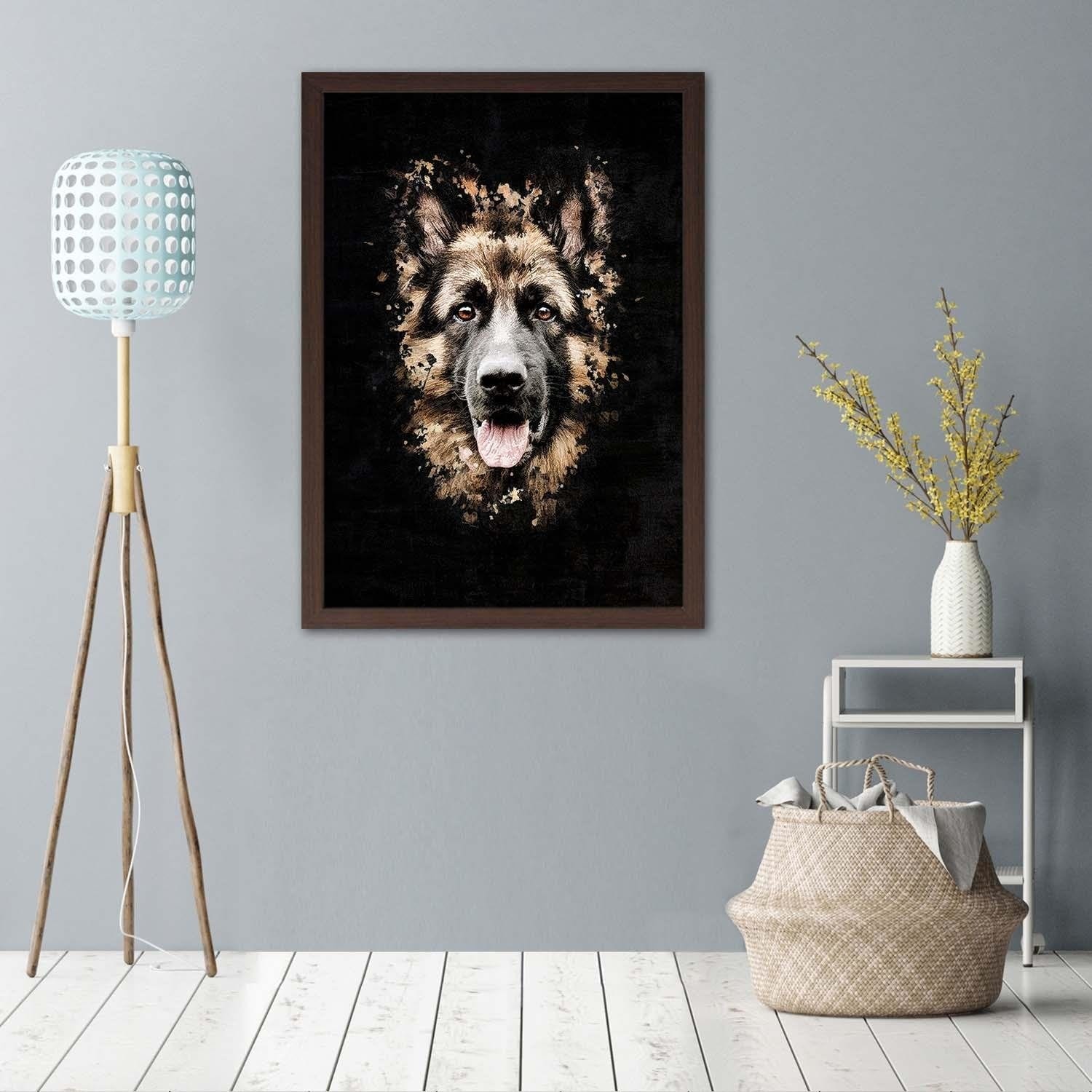 Glezna brūnā rāmī - German Shepherd Home Trends DECO