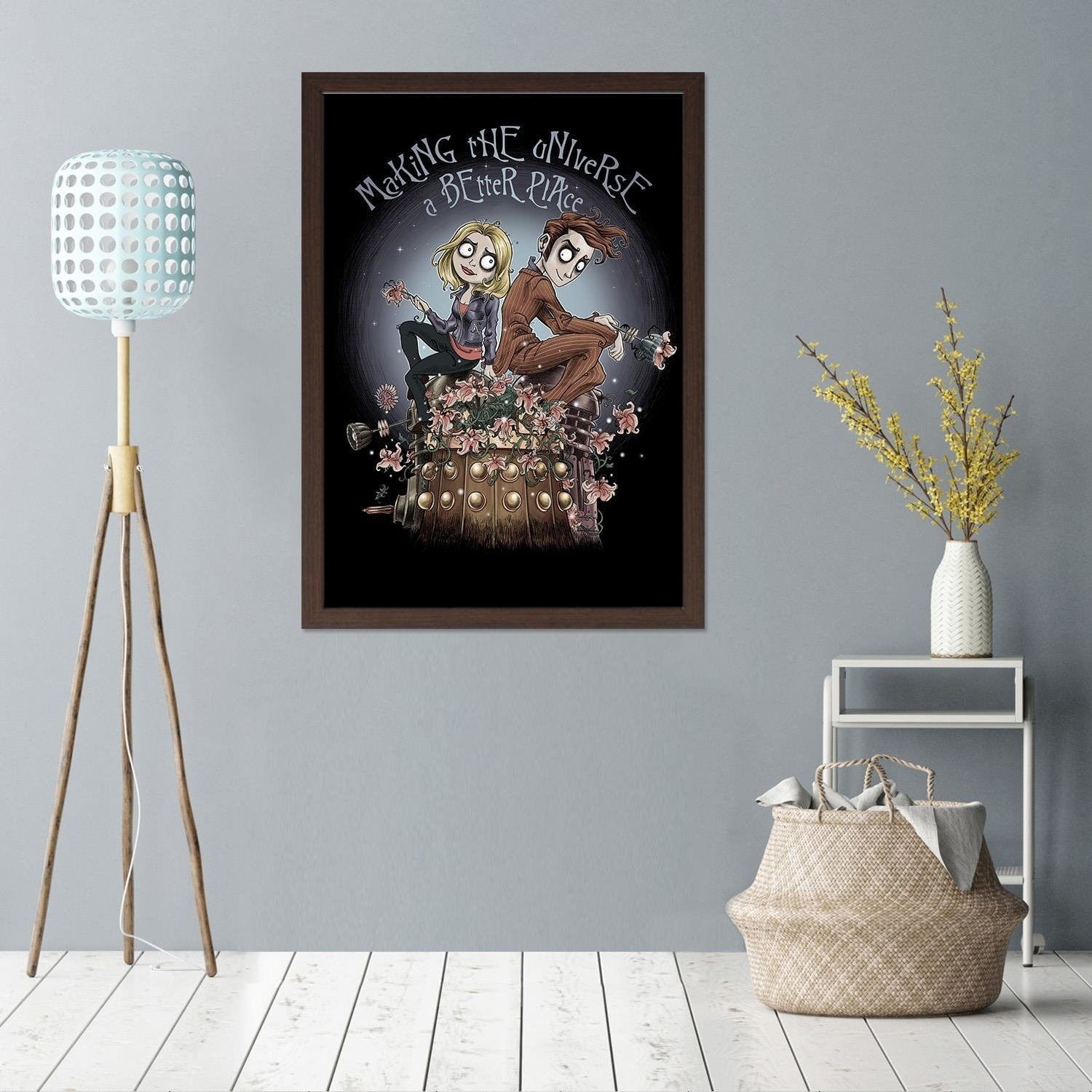 Glezna brūnā rāmī - Girl And Boy On A Background Of The Moon Home Trends DECO