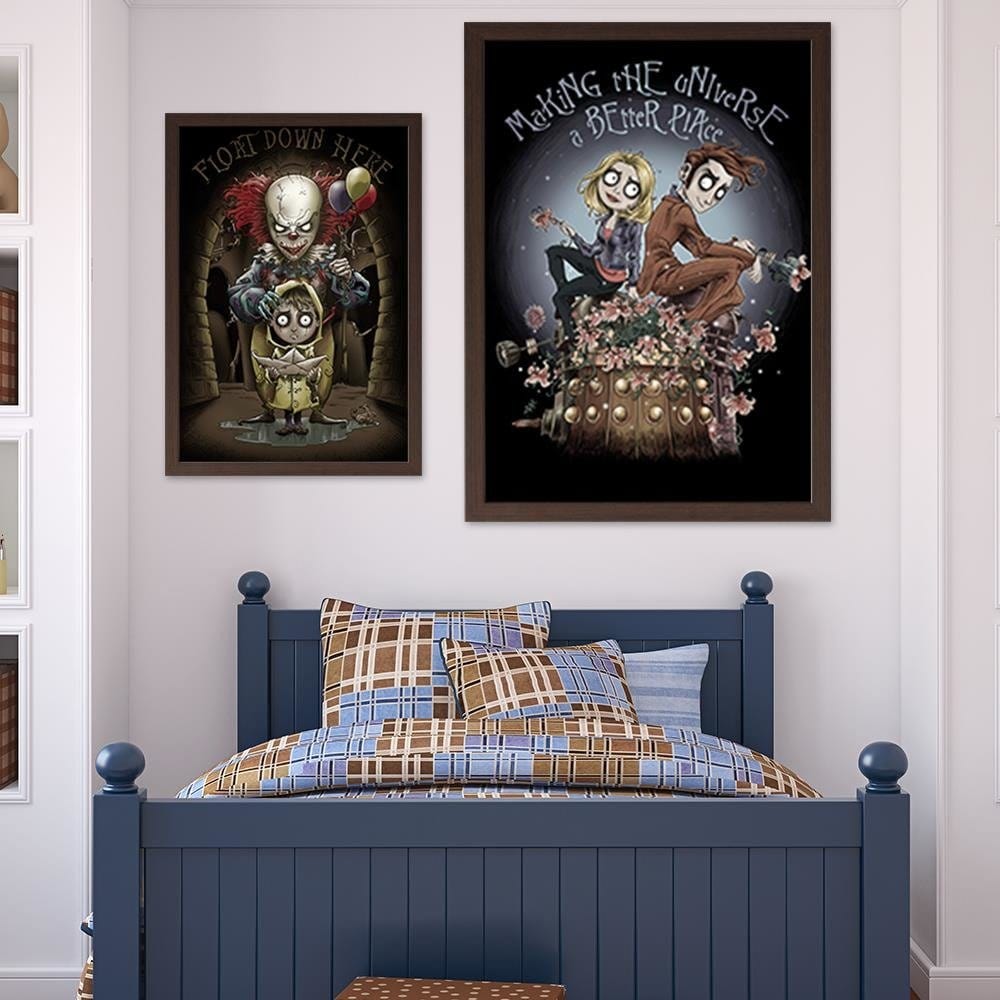 Glezna brūnā rāmī - Girl And Boy On A Background Of The Moon Home Trends DECO