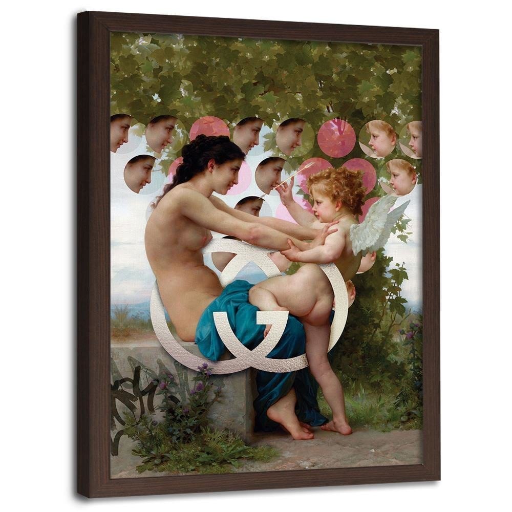 Glezna brūnā rāmī - Girl And Cupid Home Trends DECO