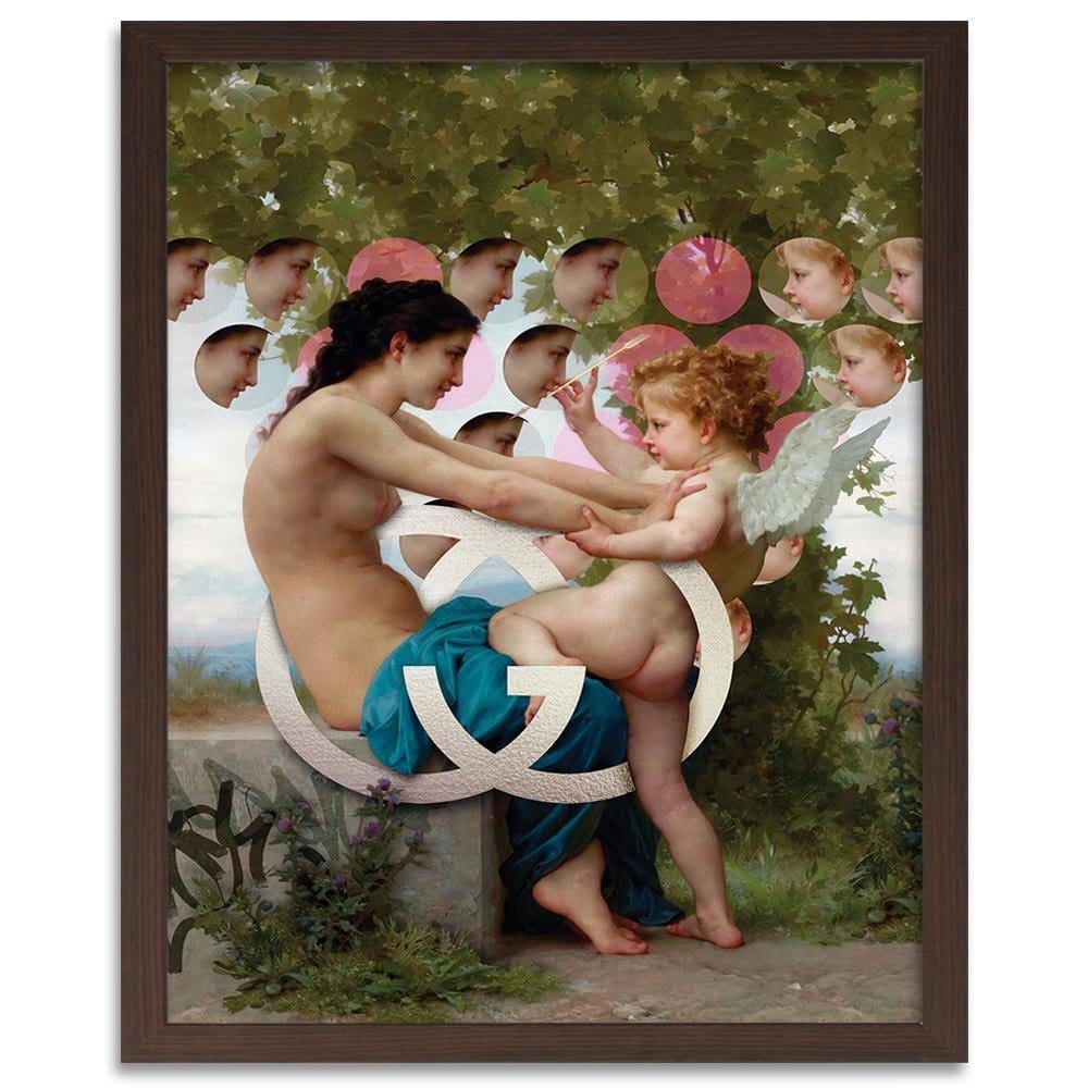 Glezna brūnā rāmī - Girl And Cupid Home Trends DECO