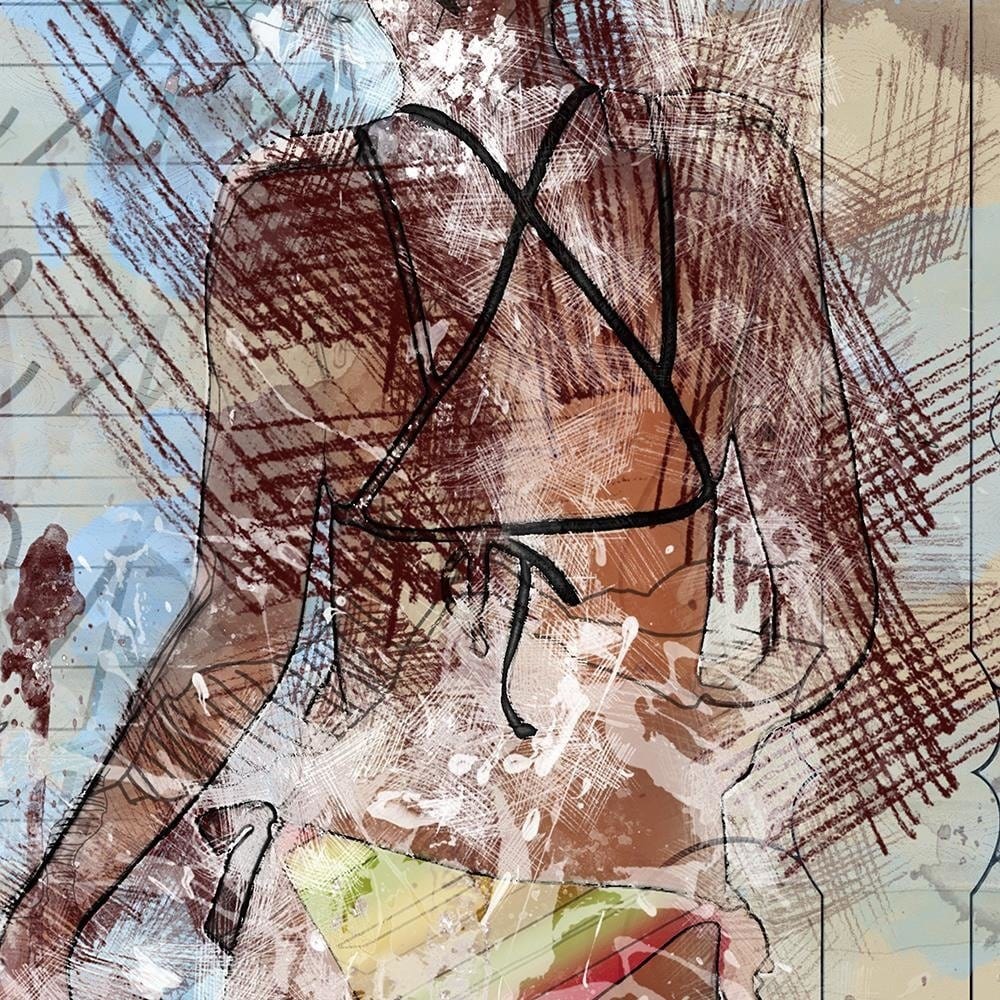 Glezna brūnā rāmī - Girl In Bikini Home Trends DECO