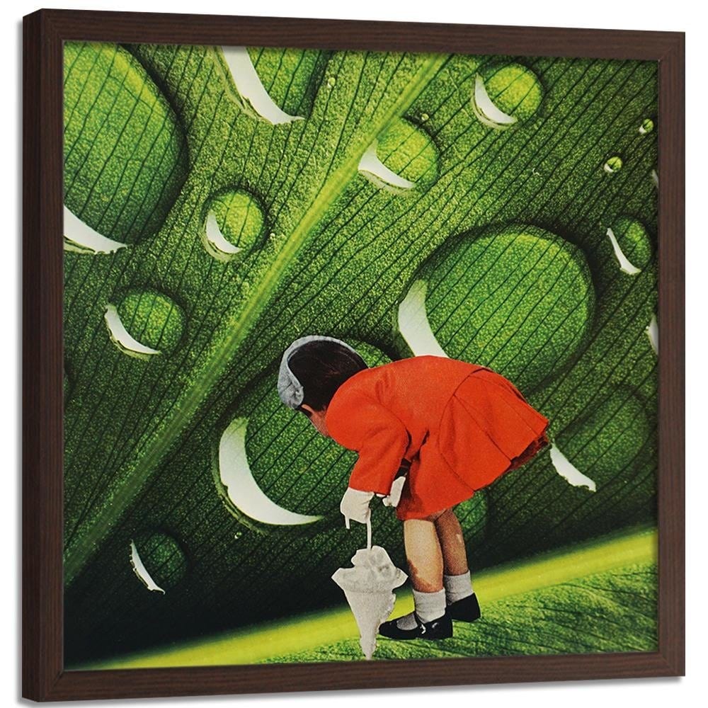 Glezna brūnā rāmī - Girl In Red Garsonce Home Trends DECO