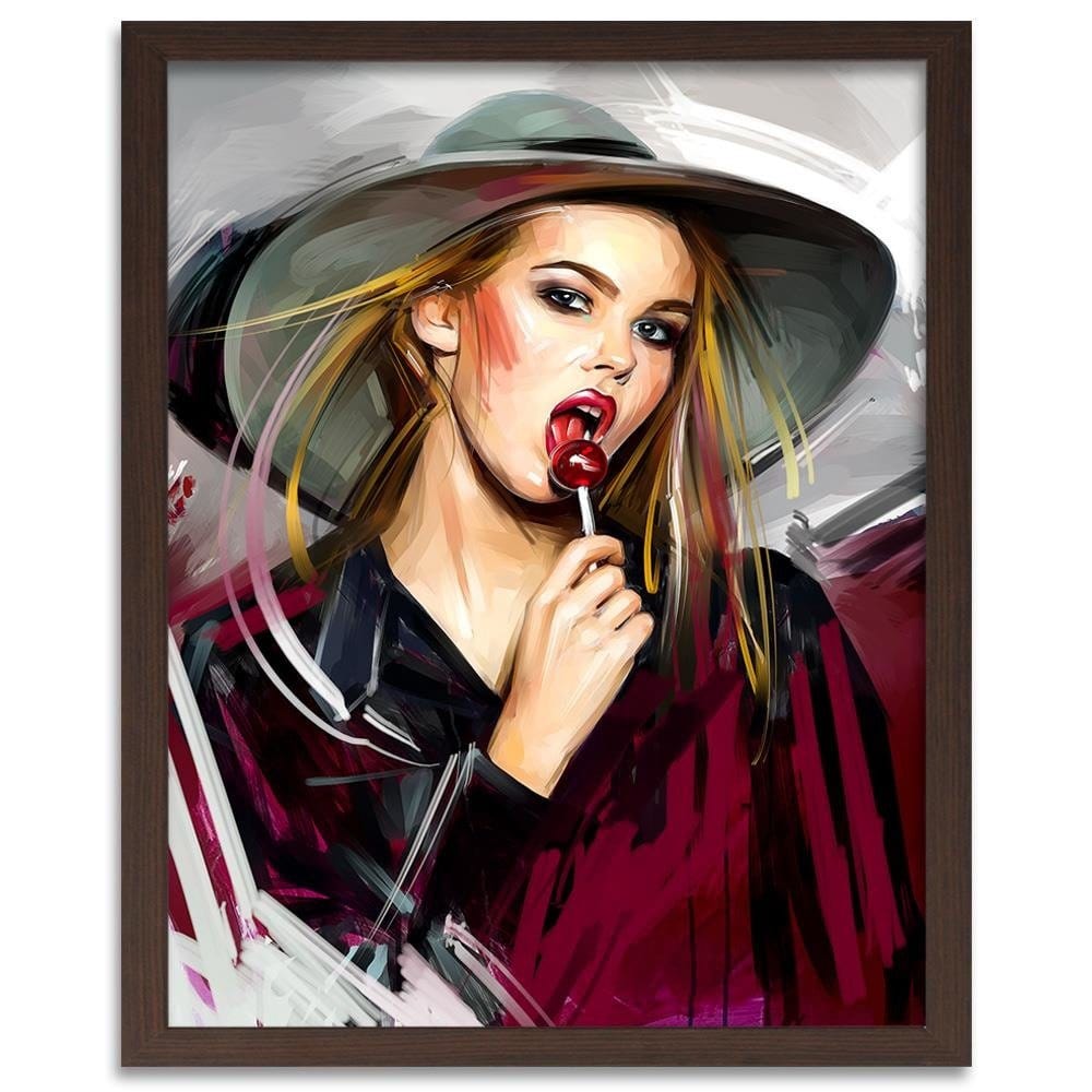 Glezna brūnā rāmī - Girl With Lollipop Home Trends DECO