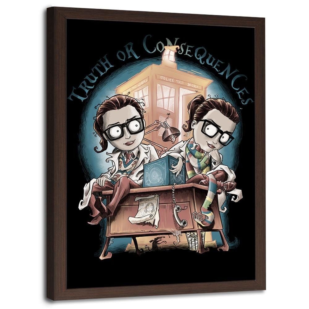 Glezna brūnā rāmī - Girls Wearing Glasses Home Trends DECO