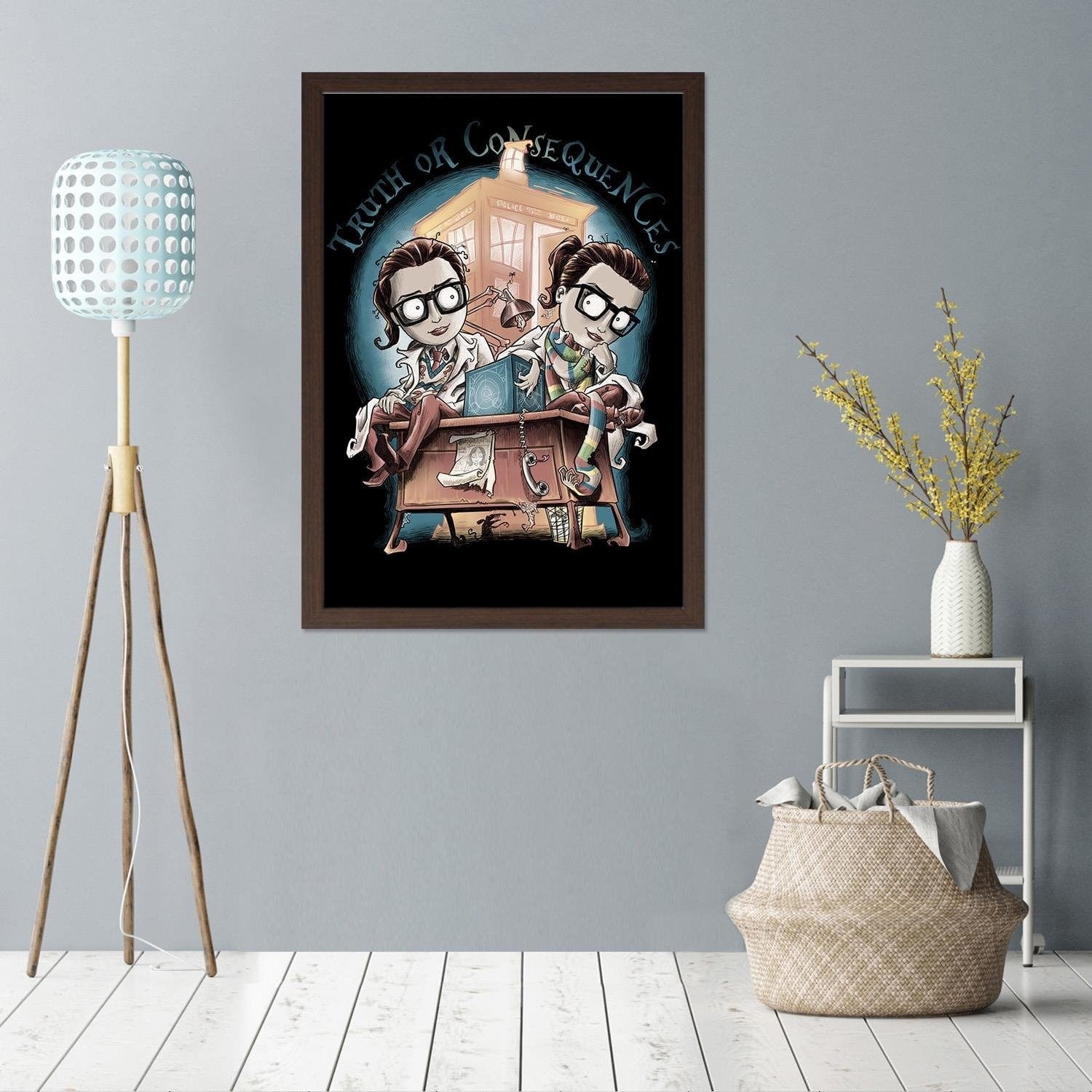 Glezna brūnā rāmī - Girls Wearing Glasses Home Trends DECO