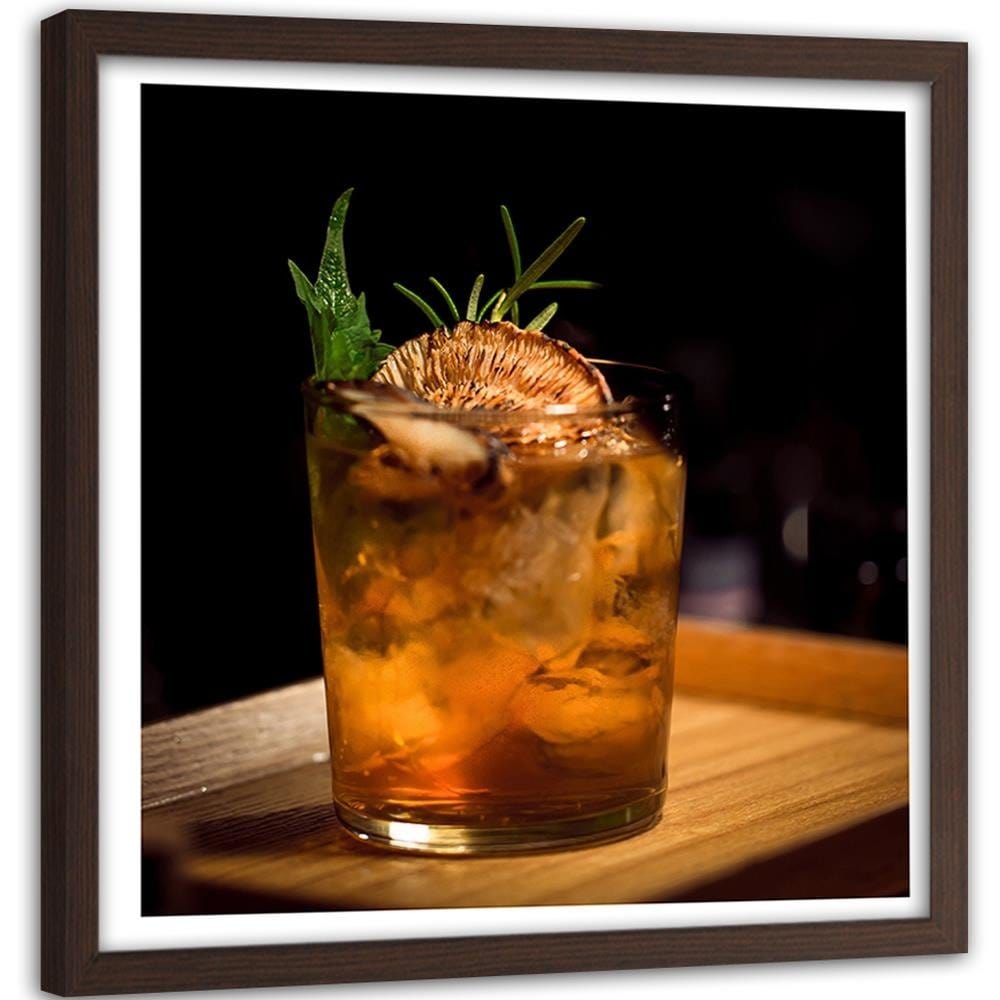 Glezna brūnā rāmī - Glass Of Drink Home Trends DECO