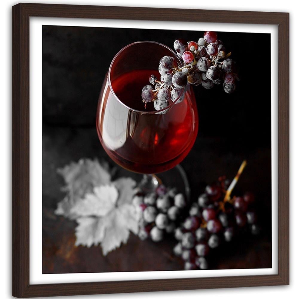 Glezna brūnā rāmī - Glass Of Wine And Grapes 2 Home Trends DECO