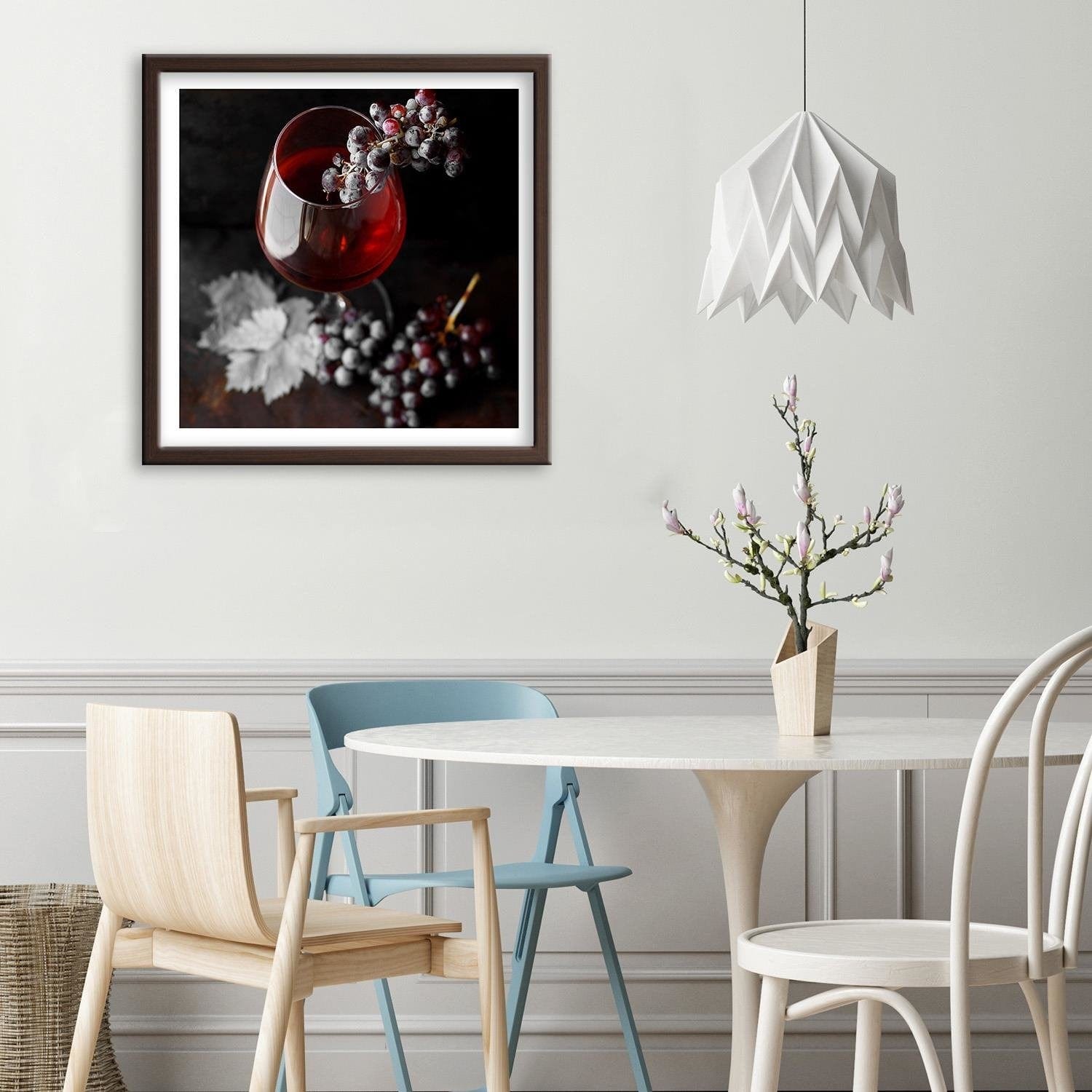 Glezna brūnā rāmī - Glass Of Wine And Grapes 2 Home Trends DECO