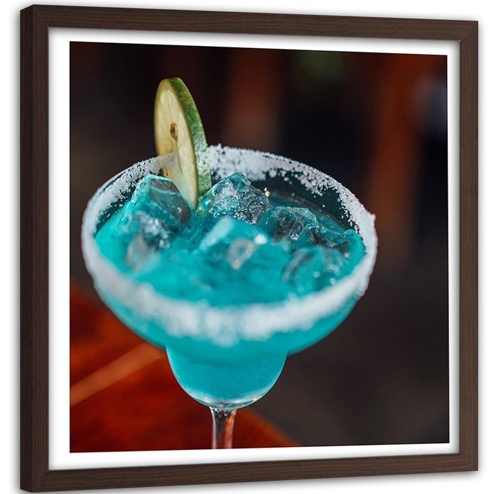 Glezna brūnā rāmī - Glass With A Blue Drink Home Trends DECO