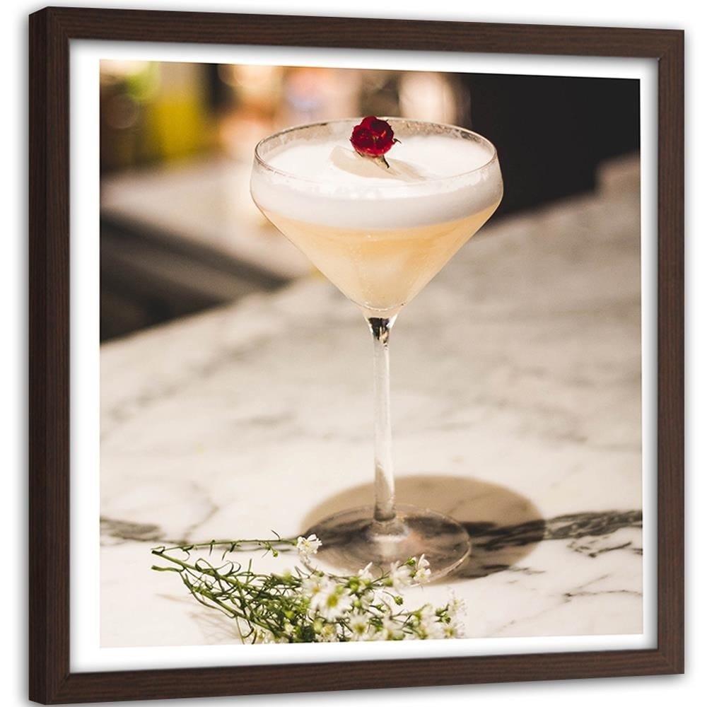 Glezna brūnā rāmī - Glass With A Drink Home Trends DECO