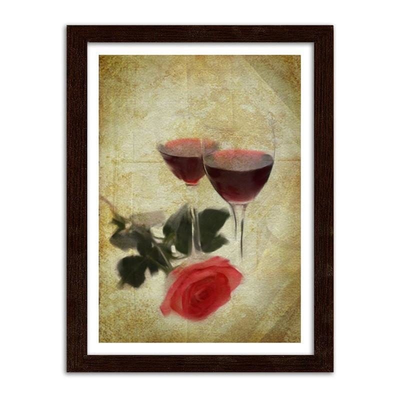 Glezna brūnā rāmī - Glasses of wine and rose Home Trends DECO
