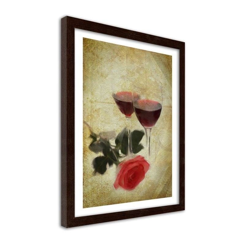 Glezna brūnā rāmī - Glasses of wine and rose Home Trends DECO