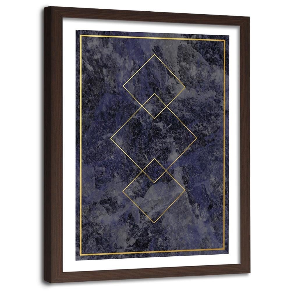 Glezna brūnā rāmī - Gold Squares Home Trends DECO