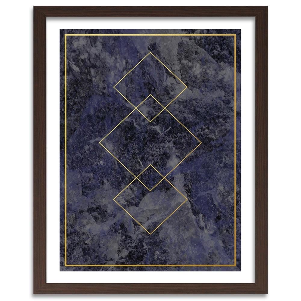 Glezna brūnā rāmī - Gold Squares Home Trends DECO