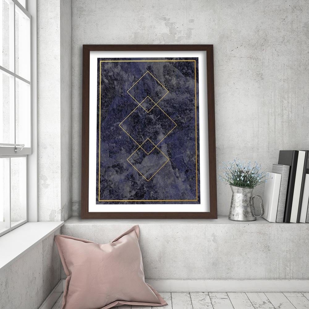Glezna brūnā rāmī - Gold Squares Home Trends DECO