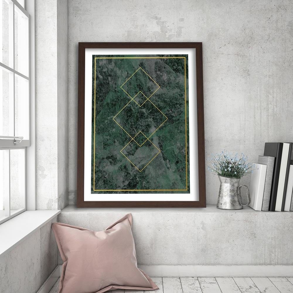 Glezna brūnā rāmī - Gold Squares Home Trends DECO