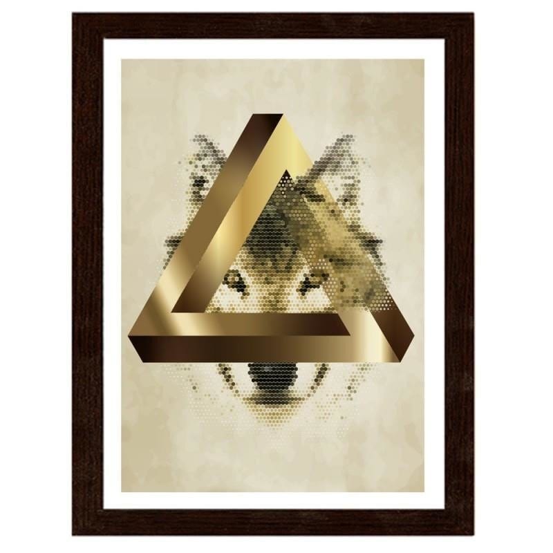 Glezna brūnā rāmī - Golden wolf abstraction Home Trends DECO