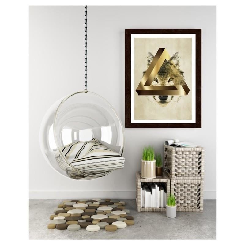 Glezna brūnā rāmī - Golden wolf abstraction Home Trends DECO