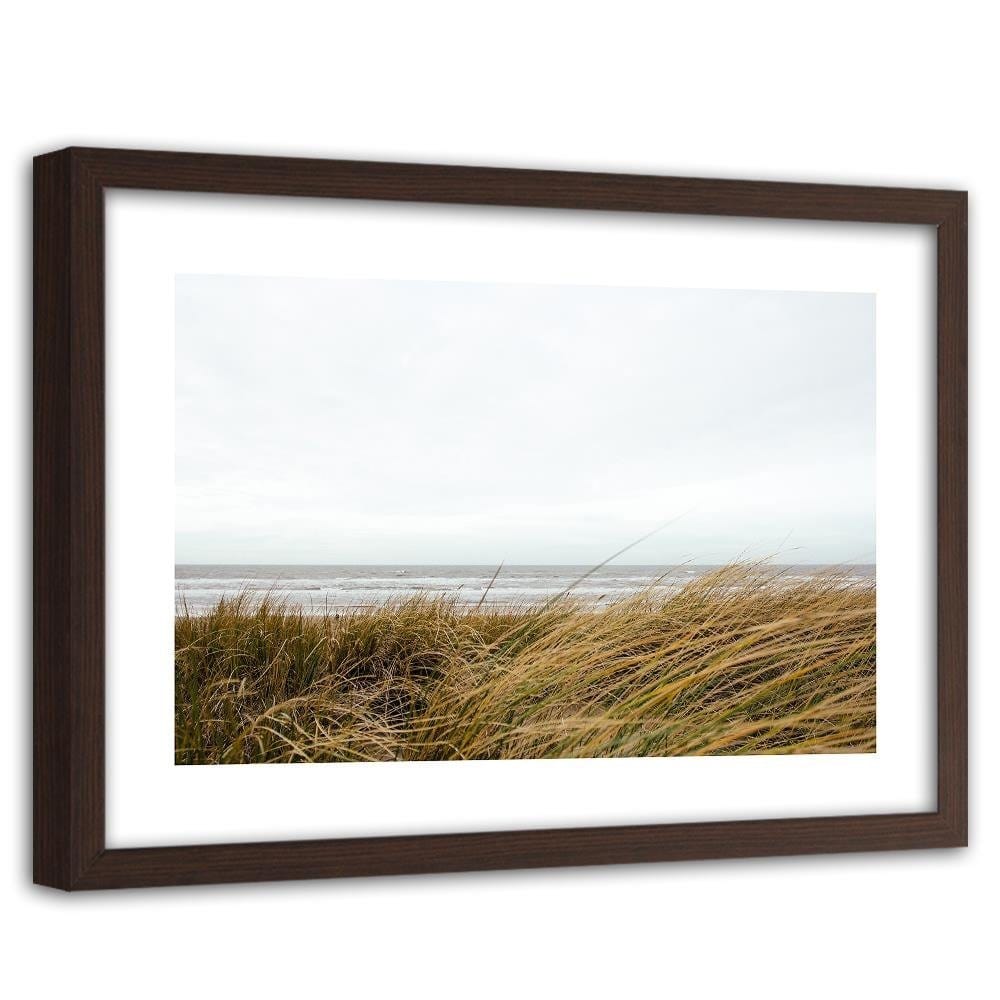 Glezna brūnā rāmī - Grass In The Sea Home Trends DECO