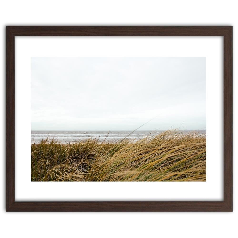 Glezna brūnā rāmī - Grass In The Sea Home Trends DECO