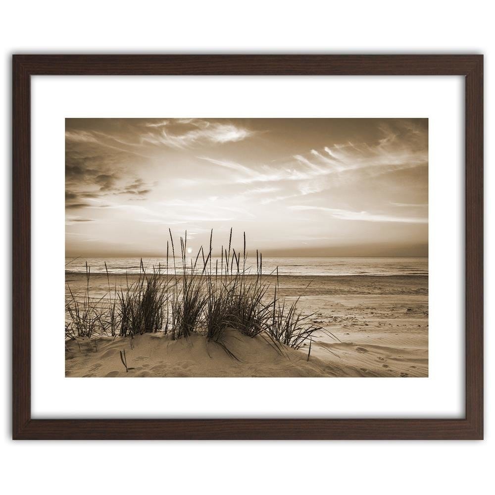 Glezna brūnā rāmī - Grass On The Beach 1 Home Trends DECO
