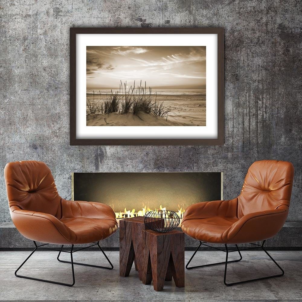 Glezna brūnā rāmī - Grass On The Beach 1 Home Trends DECO