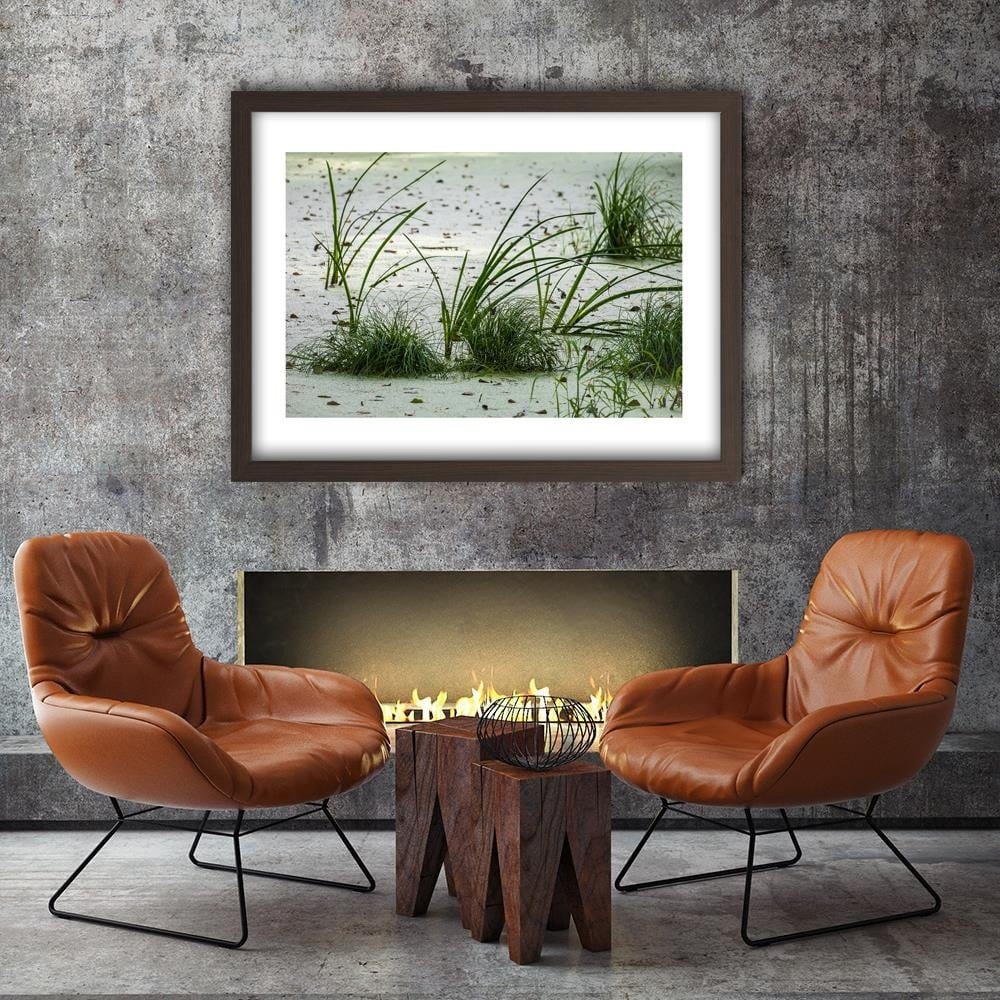 Glezna brūnā rāmī - Grass On The Beach Home Trends DECO