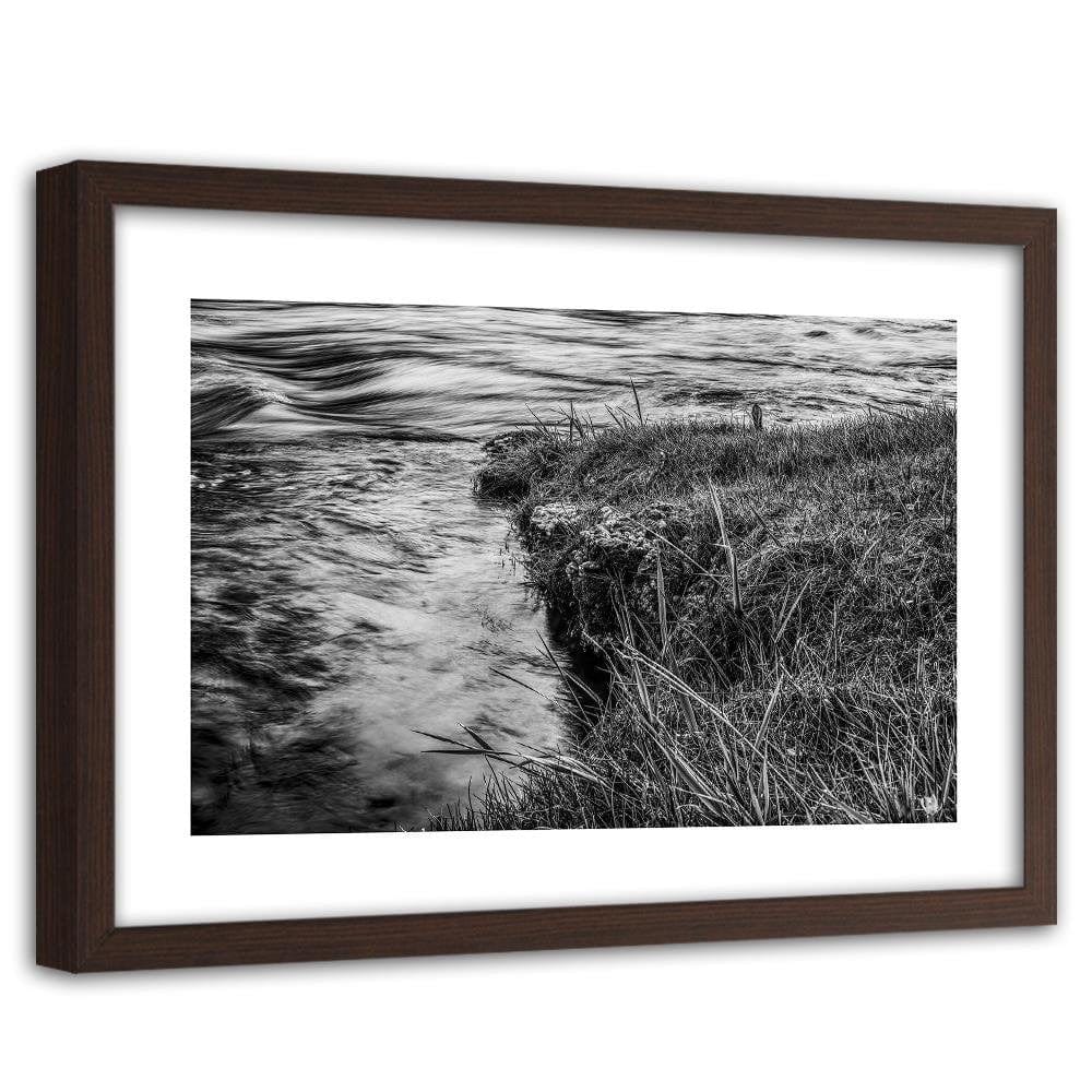 Glezna brūnā rāmī - Grass Over Water Home Trends DECO