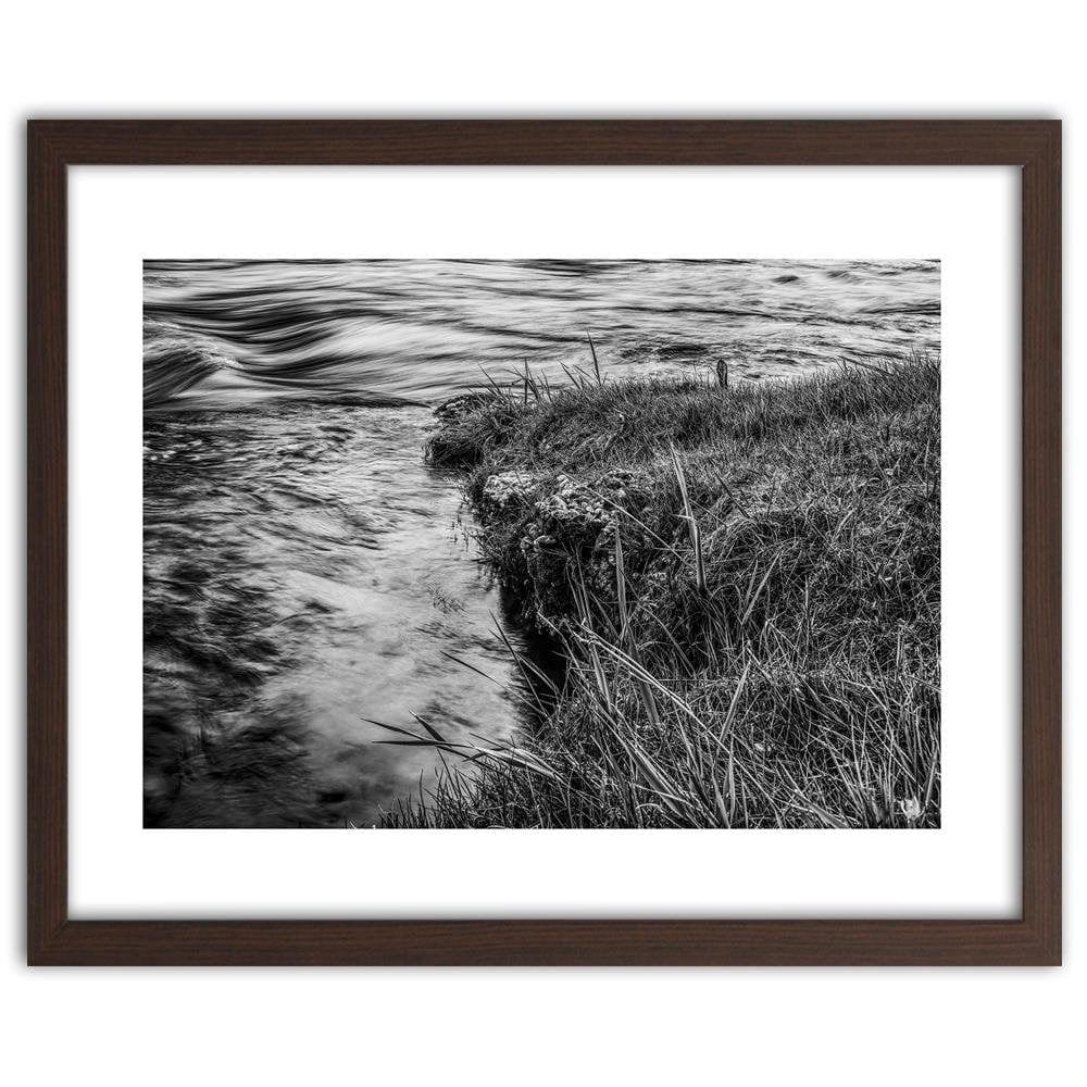 Glezna brūnā rāmī - Grass Over Water Home Trends DECO