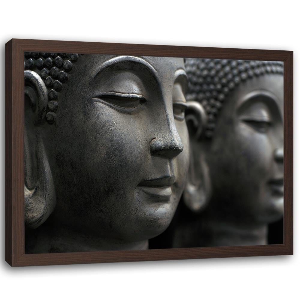 Glezna brūnā rāmī - Gray Buddha Statue Home Trends DECO